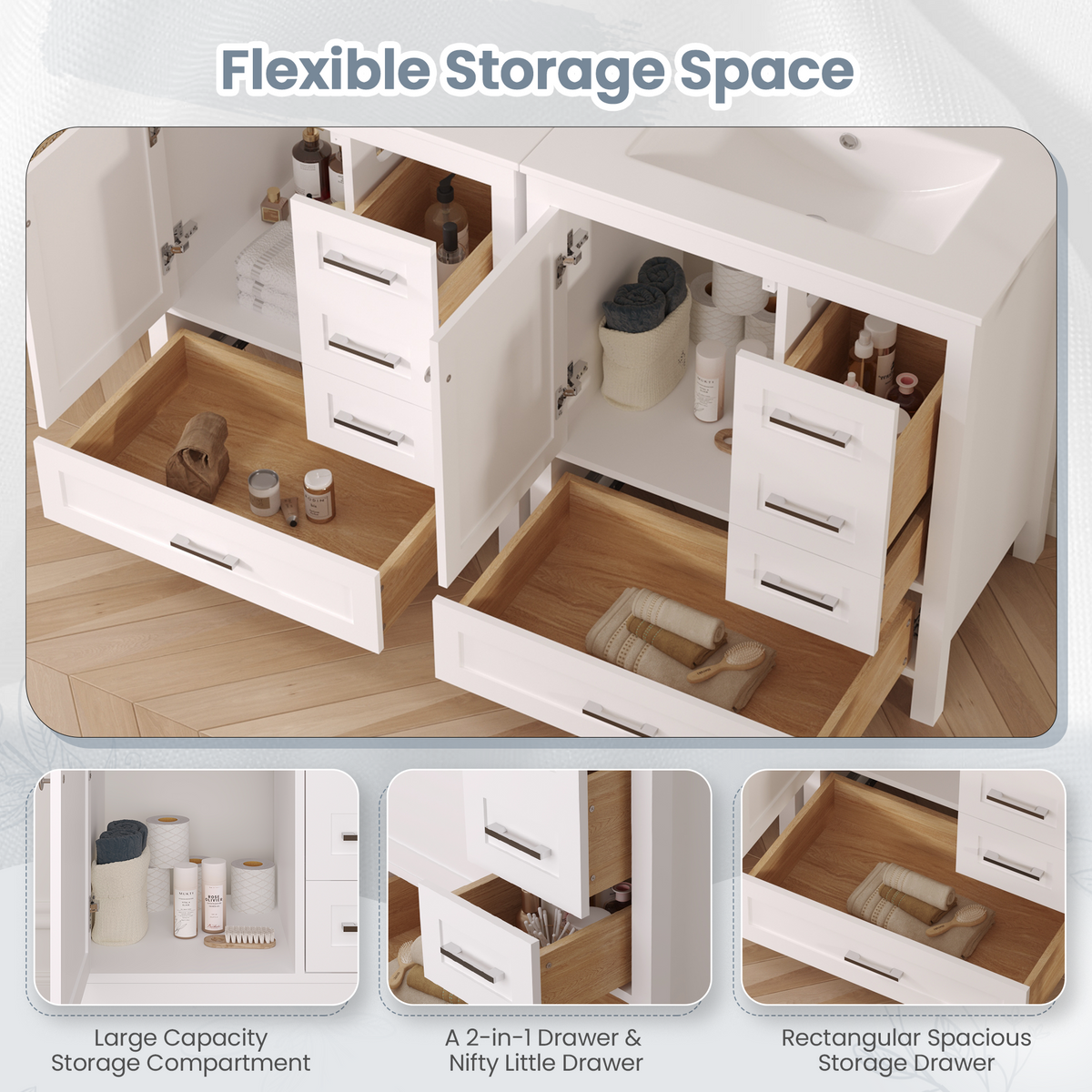 EROMMY 30" Single Bathroom Vanity With Ceramic Top