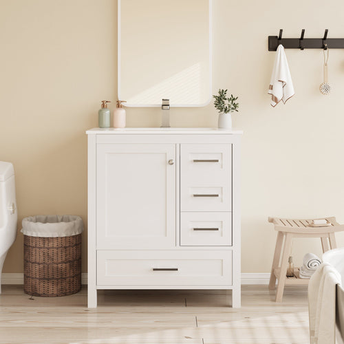 EROMMY 30" Single Bathroom Vanity With Ceramic Top