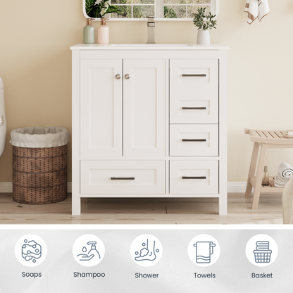 EROMMY 32" Single Bathroom Vanity With Ceramic Top
