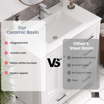 EROMMY 32" Single Bathroom Vanity With Ceramic Top