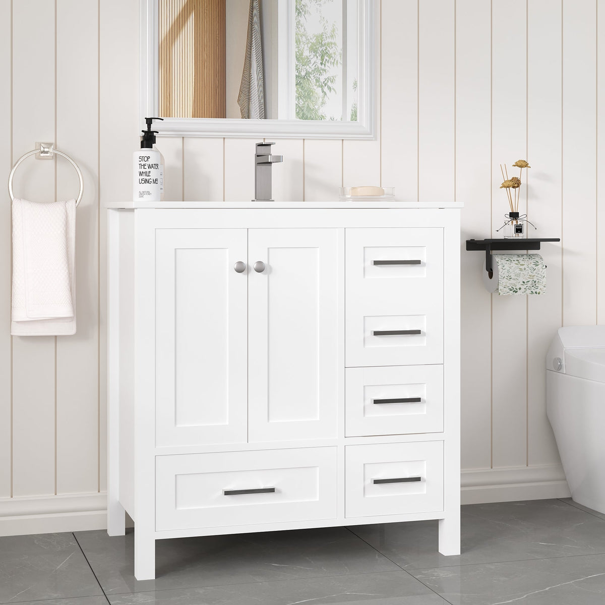 EROMMY 32" Single Bathroom Vanity With Ceramic Top