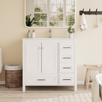 EROMMY 36" Single Bathroom Vanity With Ceramic Top