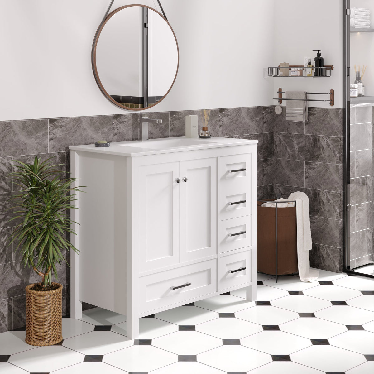 EROMMY 36" Single Bathroom Vanity With Ceramic Top