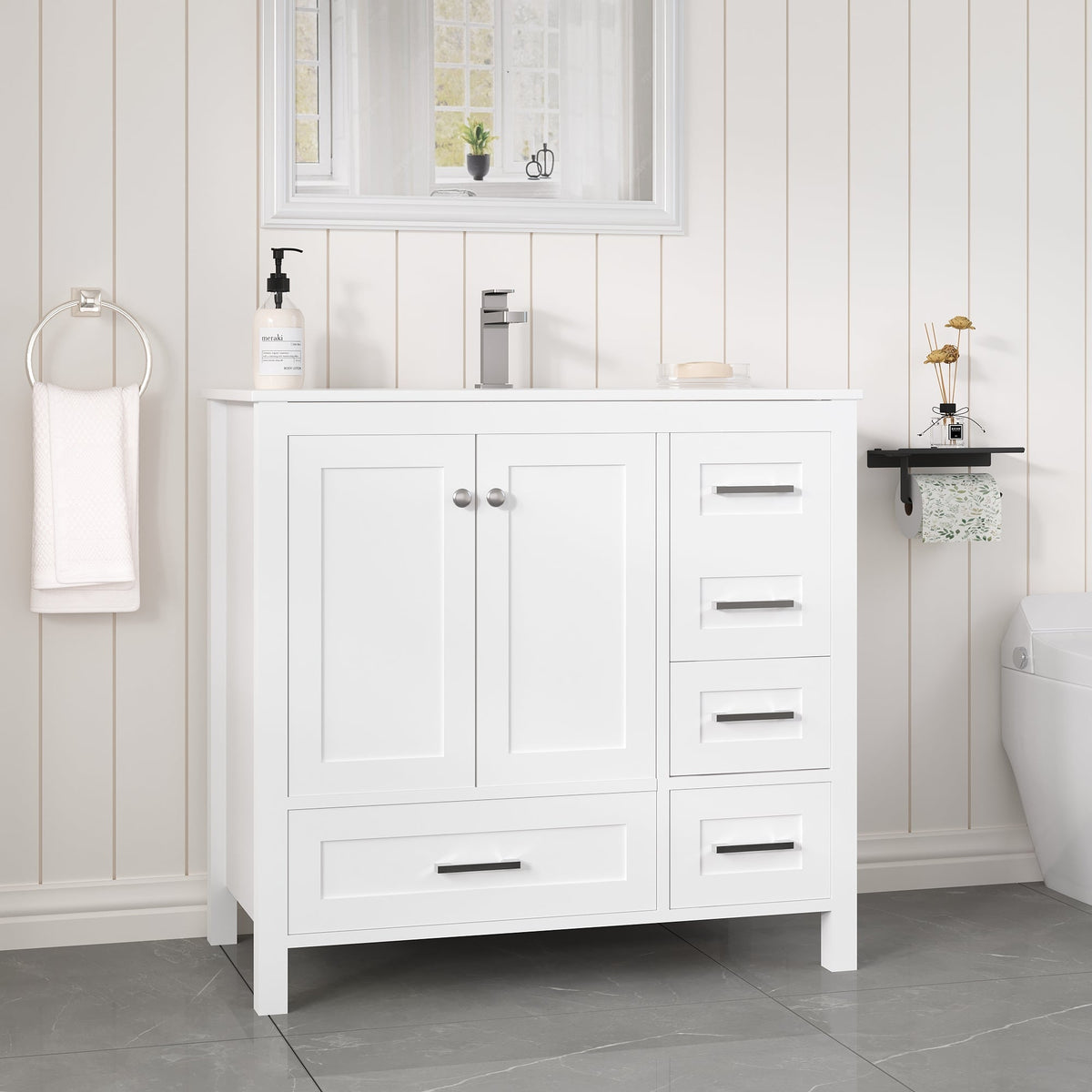 EROMMY 36" Single Bathroom Vanity With Ceramic Top