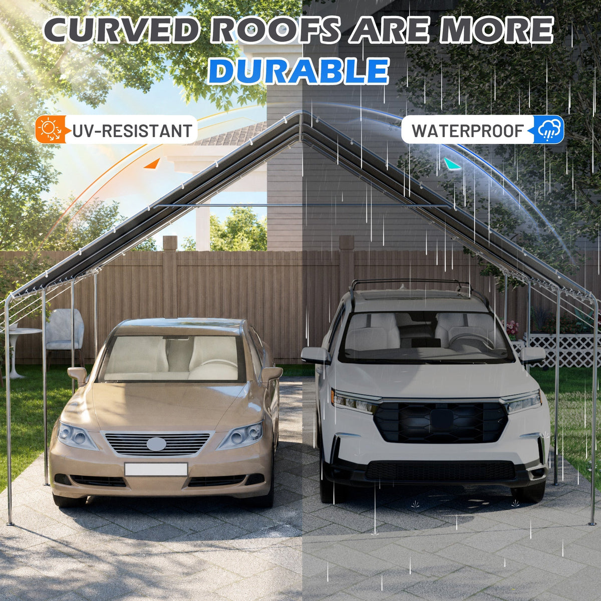 EROMMY 20x20 FT Metal Carport with Reinforced Base and Waterproof Roof, Heavy Duty Garage Shelter for SUVs, Trucks and Boats, Grey
