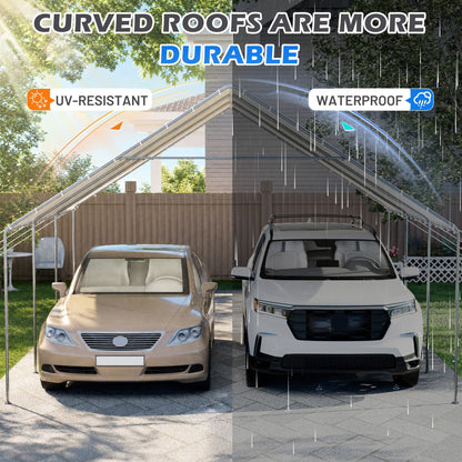 EROMMY 20x20 FT Metal Carport with Reinforced Base and Waterproof Roof, Heavy Duty Garage Shelter for SUVs, Trucks and Boats, White