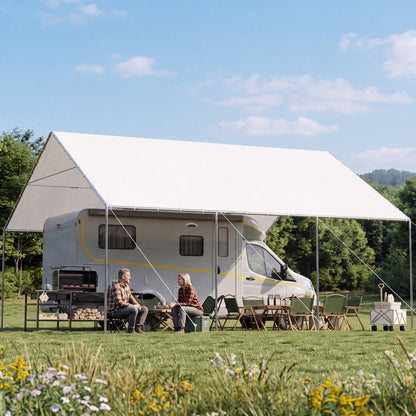 EROMMY 20x20 FT Metal Carport with Reinforced Base and Waterproof Roof, Heavy Duty Garage Shelter for SUVs, Trucks and Boats, White