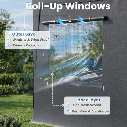 EROMMY 10x20 FT Heavy Duty Carport Canopy with Sidewalls, Grey