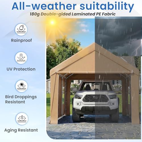 EROMMY 10x20 FT Heavy Duty Carport Canopy with Sidewalls, Yellow