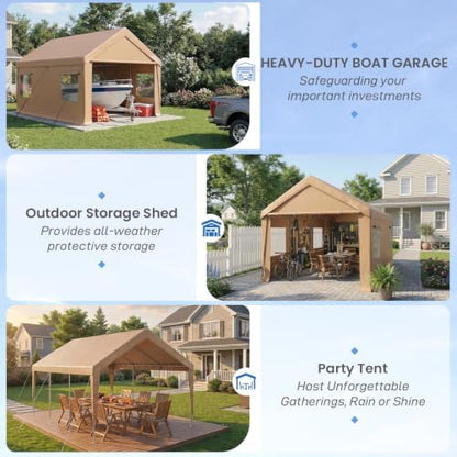 EROMMY 10x20 FT Heavy Duty Carport Canopy with Sidewalls, Yellow