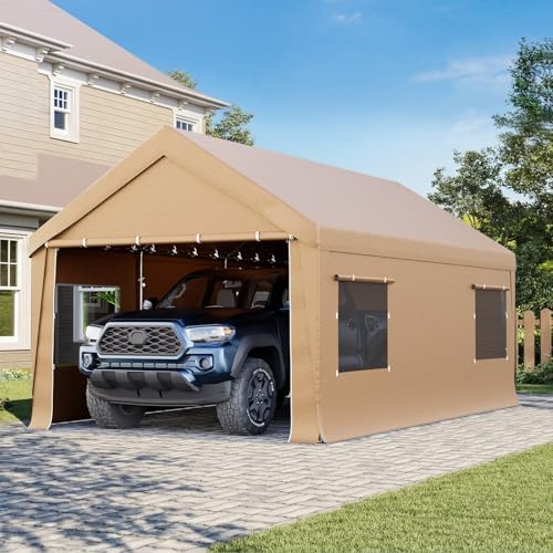 EROMMY 12x20 FT Heavy Duty Carport Canopy with Sidewalls, Yellow