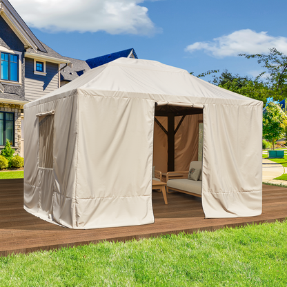 EROMMY Gazebo Cover for 10'x13' Gazebos, Beige(Gazebo not Included)