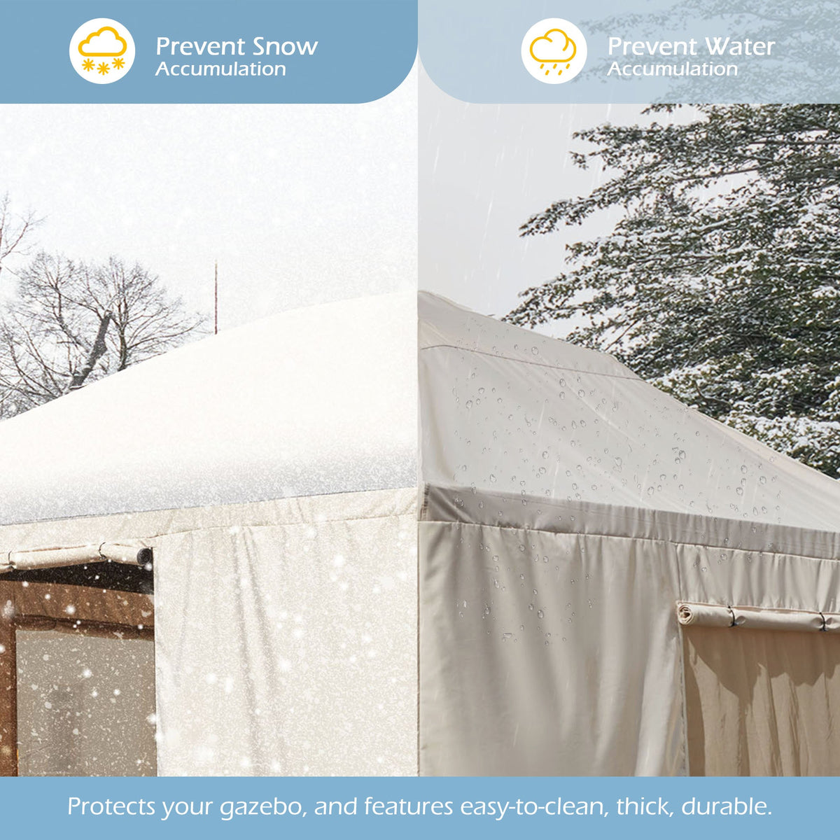EROMMY Gazebo Cover for 10'x13' Gazebos, Beige(Gazebo not Included)