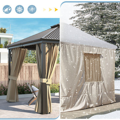 EROMMY Gazebo Cover for 10'x13' Gazebos, Beige(Gazebo not Included)