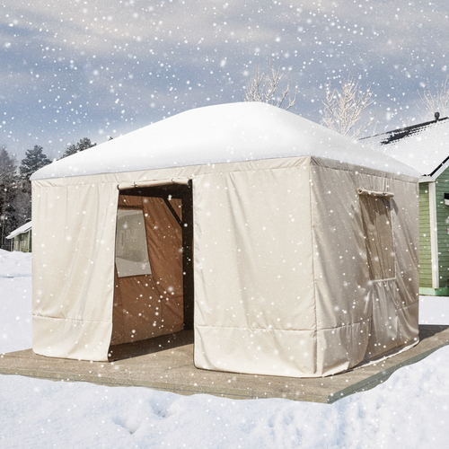 EROMMY Gazebo Cover for 10'x13' Gazebos, Beige(Gazebo not Included)