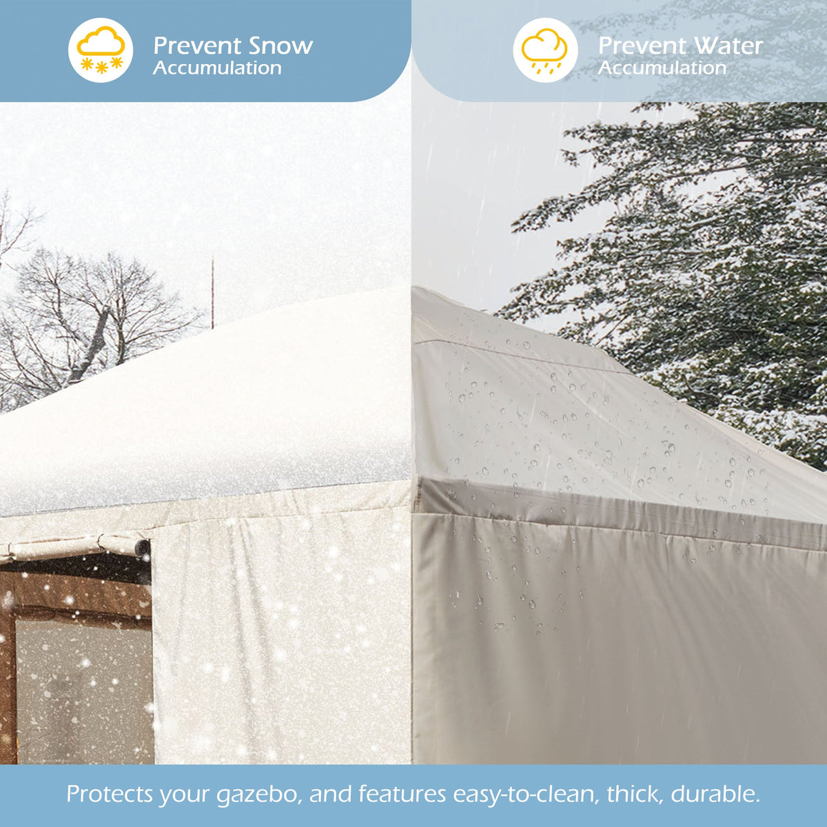 EROMMY Gazebo Cover for 12'x20' Gazebos, Beige(Gazebo not Included)