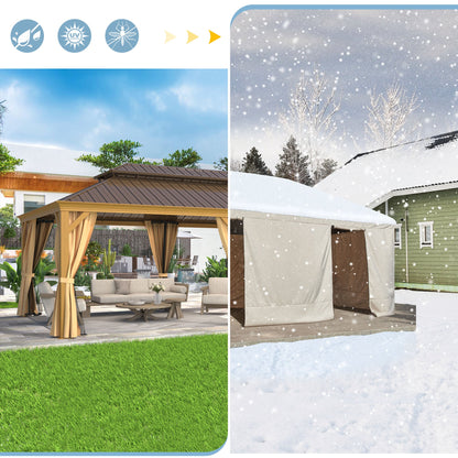 EROMMY Gazebo Cover for 12'x20' Gazebos, Beige(Gazebo not Included)