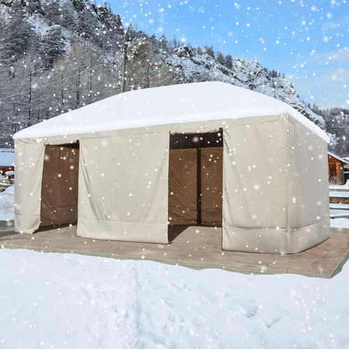 EROMMY Gazebo Cover for 12'x20' Gazebos, Beige(Gazebo not Included)