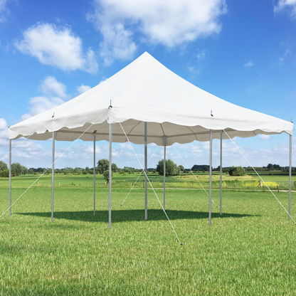 EROMMY 15x15ft Pole Party Tent, Heavy Duty Outdoor Canopy with Carry Bags, Large White Event Tent for 40 People, Ideal for Parties, Weddings, and Gatherings