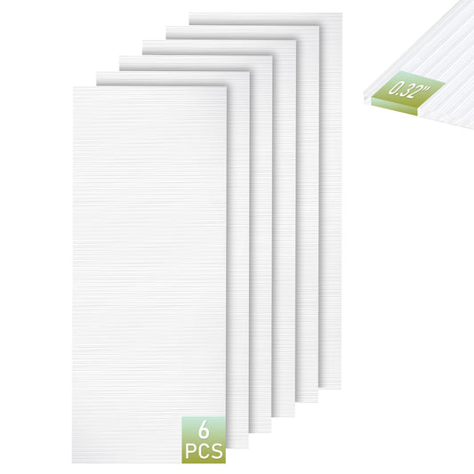 EROMMY 6 Pack 5'x2' Polycarbonate Greenhouse Panels, 0.32" Twin-Wall Sheets, UV Resistant & Weatherproof Clear Roofing for Greenhouse,Gazebo Roofing and Outdoor Projects, Transparent
