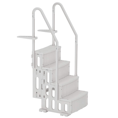EROMMY Pool Ladder, 4-Step Pool Stairs with Double Handrails and Non-Slip Steps for 48-54” Above Ground and In-Ground Pools, White