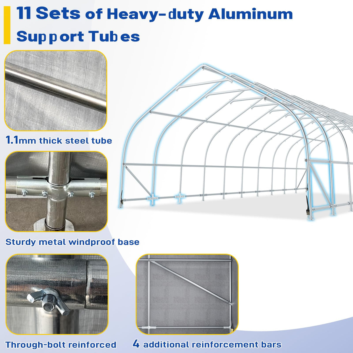 EROMMY 20x40 FT Heavy Duty Durable Carport With 3-Layer PE Waterproof Cover