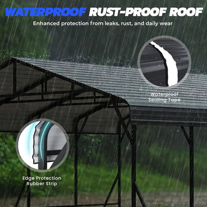 EROMMY 20x40 FT Heavy Duty Metal Carport with Reinforced Steel Braces & Galvanized Steel Roof and Frame, Sturdy Car Shed in All Weathers, Easy Assembly Car Shelter for 2 Cars, SUV, Tractors and Boat