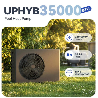 EROMMY 35000BTU DC Inverter Pool Heat Pump, Smart WiFi, Heating & Cooling, for Pools up to 10,000 Gallons, Up to 9.8 COP, 220V