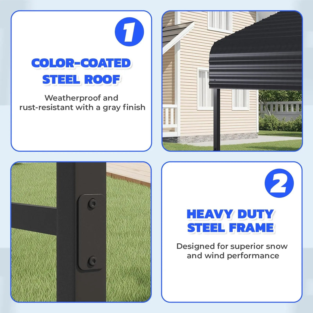 EROMMY 20x40 FT Heavy Duty Metal Carport with Reinforced Steel Braces & Galvanized Steel Roof and Frame, Sturdy Car Shed in All Weathers, Easy Assembly Car Shelter for 2 Cars, SUV, Tractors and Boat