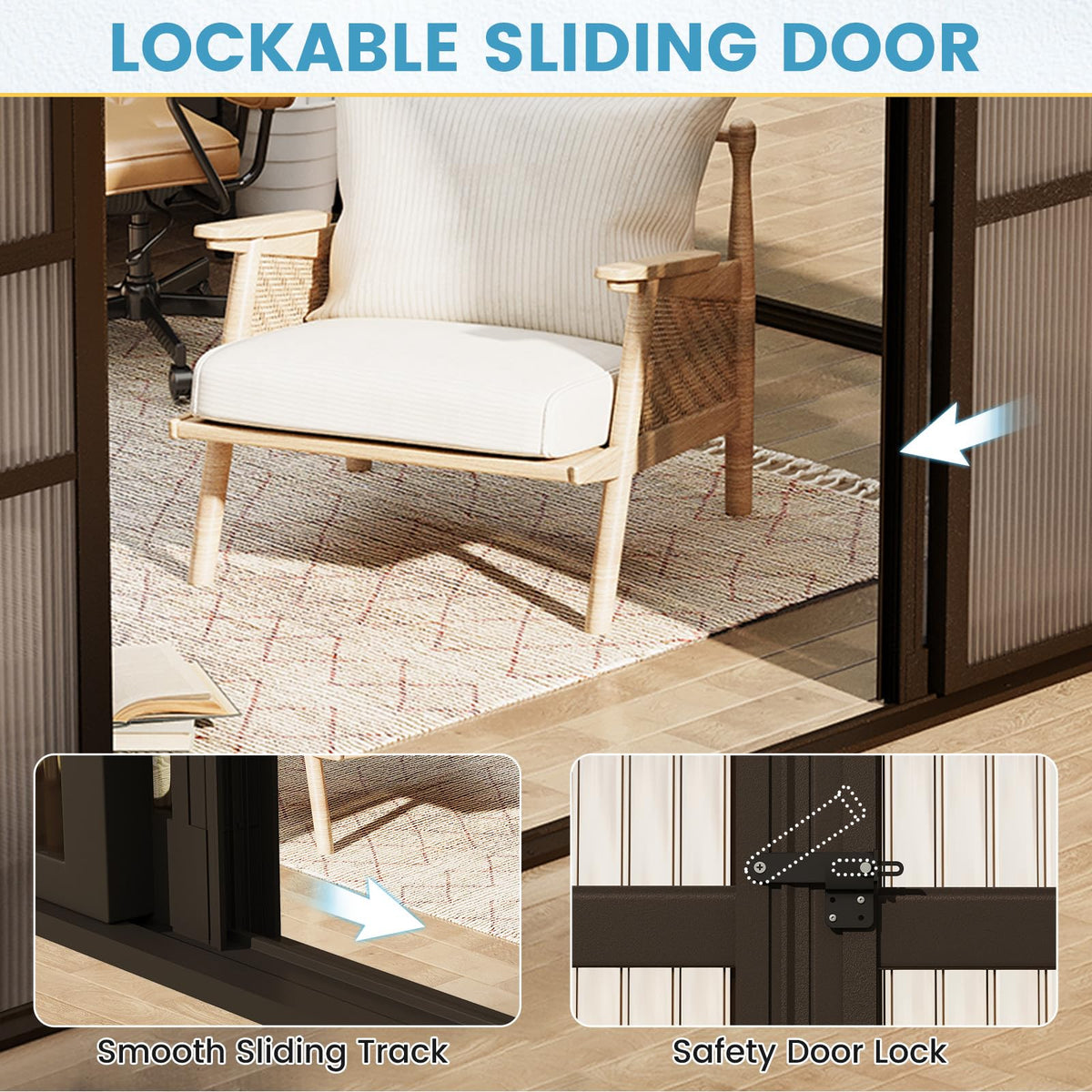 EROMMY 8x12 Lean-to Sunroom Gazebo, Enclosed Patio Shelter with Sliding Doors, Polycarbonate Roof and Brown-Tinted Panels, Aluminum Frame for Backyard