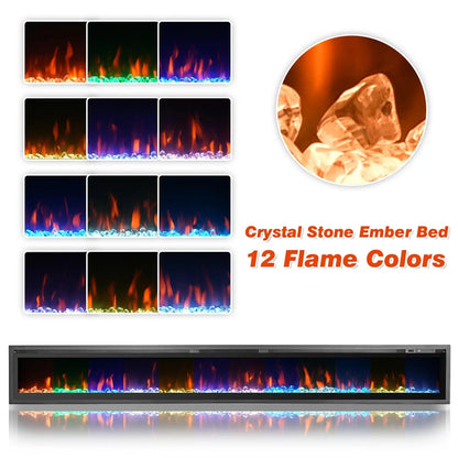 EROMMY Wall Mounted Electric Fireplace, with 12 LED Colors and Remote Control  - 100 inches