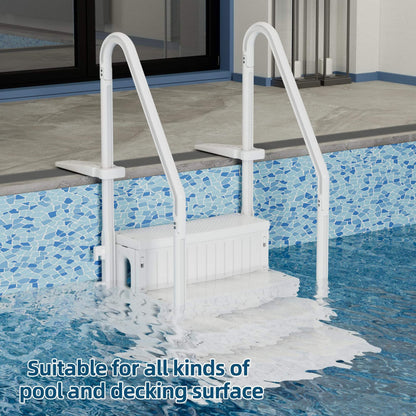 EROMMY Pool Ladder, 4-Step Pool Stairs with Double Handrails and Non-Slip Steps for 48-54” Above Ground and In-Ground Pools, White