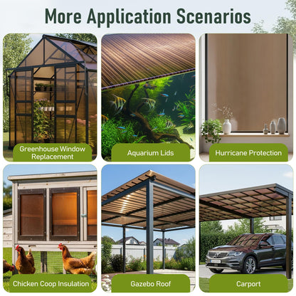 EROMMY 12 Pack 5'x2' Polycarbonate Greenhouse Panels, 0.24" Twin-Wall Sheets, UV Resistant & Weatherproof Clear Roofing for Greenhouse,Gazebo Roofing and Outdoor Projects