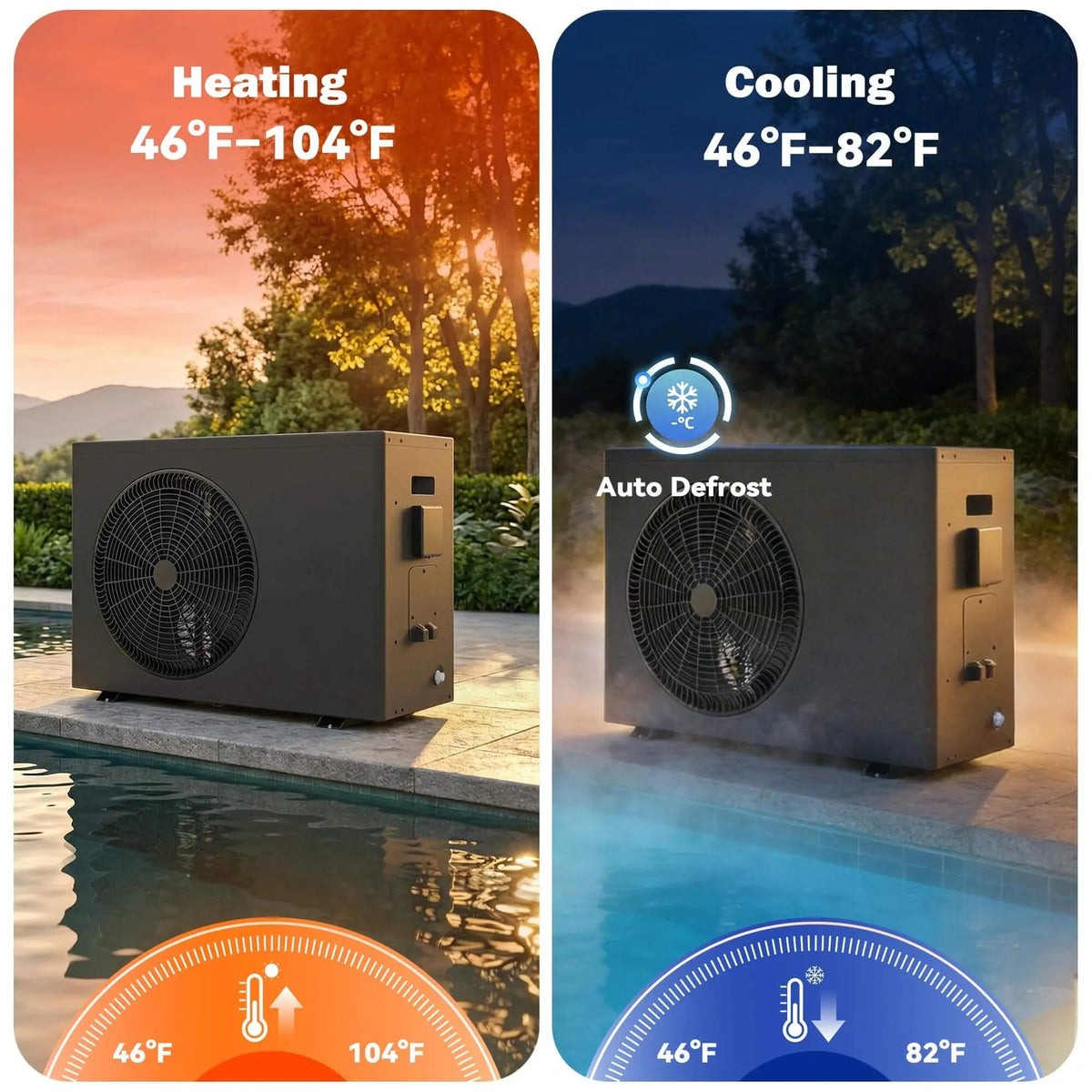 EROMMY 58000BTU DC Inverter Pool Heat Pump, Smart WiFi, Heating & Cooling, for Pools up to 18,000 Gallons, Up to 11.08 COP, 220V