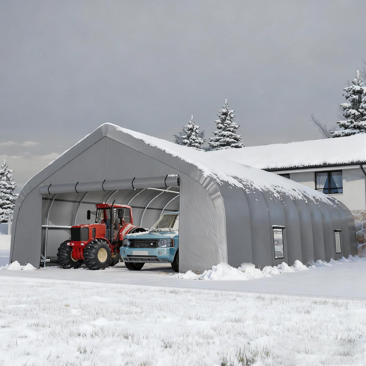 EROMMY 20x40 FT Heavy Duty Durable Carport With 3-Layer PE Waterproof Cover