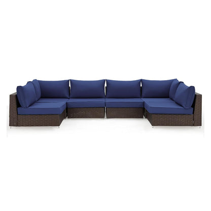 EROMMY Outdoor Replacement Cushions for  6-Seat Patio Conversation Sets, Dark Blue