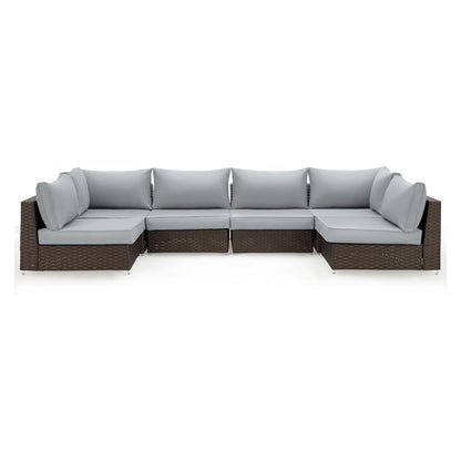 EROMMY Outdoor Replacement Cushions for  6-Seat Patio Conversation Sets, Light Gray