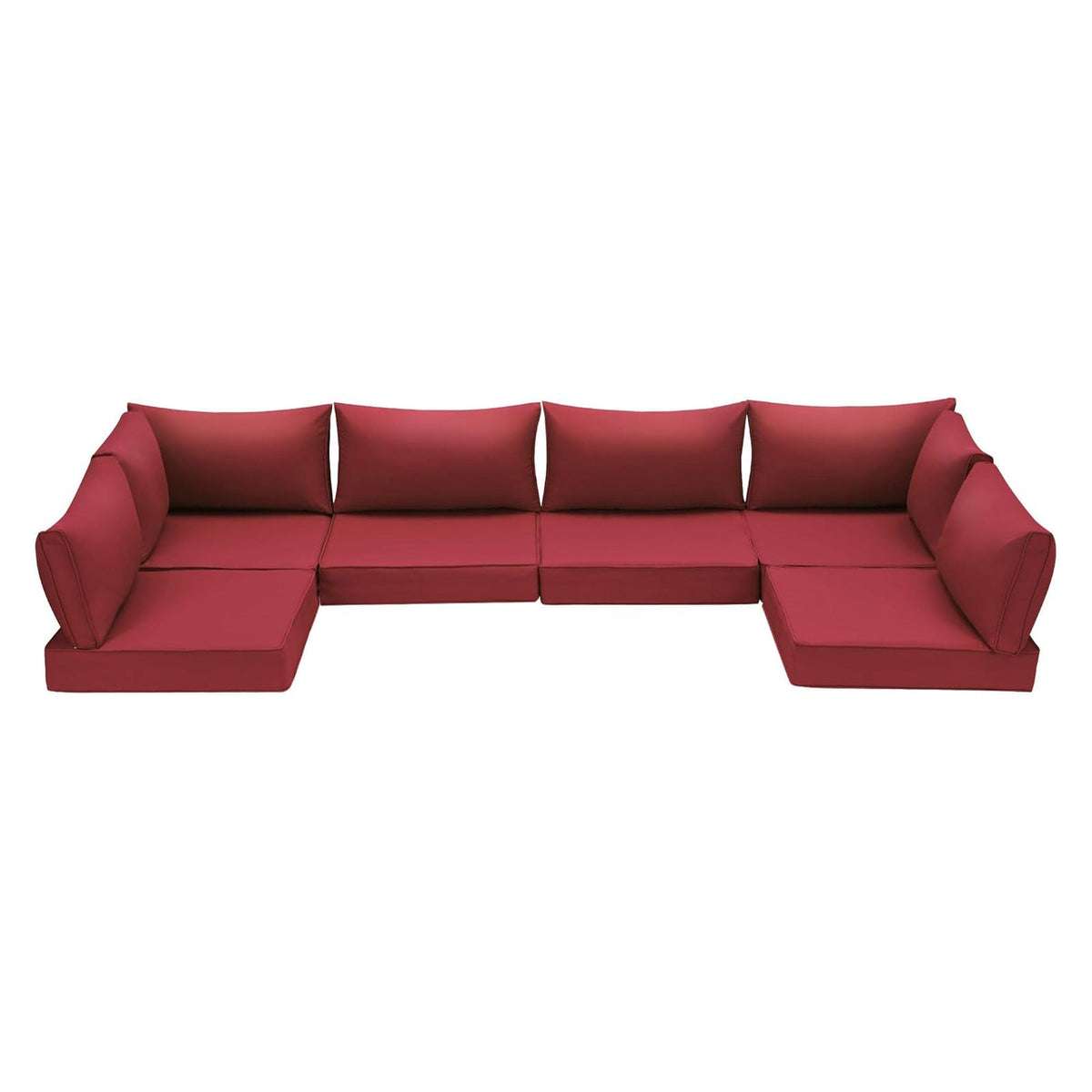 EROMMY Outdoor Replacement Cushions for  6-Seat Patio Conversation Set, Wine Red