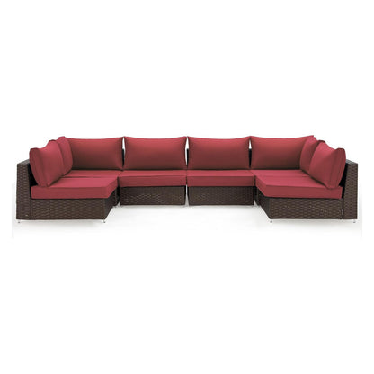 EROMMY Outdoor Replacement Cushions for  6-Seat Patio Conversation Set, Wine Red